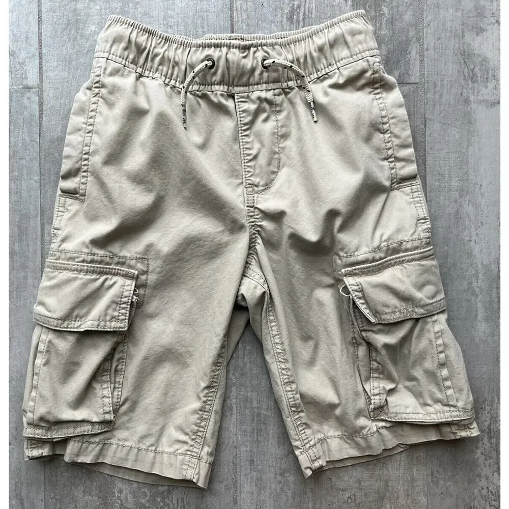GAP Kids Boys Drawstring Elastic Cargo Shorts Beige Shorts Khaki M Regular 8-9